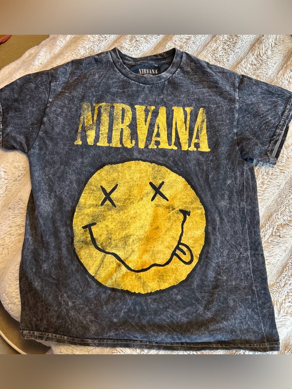 Nirvana Band Vtg Casual Crew Neck Graphic T-Shirt Adult Mens M Gray 100% Cotton